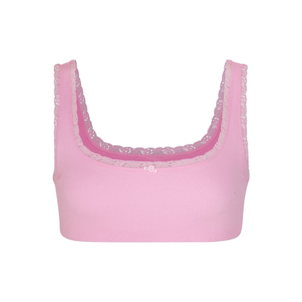 SKIMS Lace Pointelle Bubble Gum Pink Bralette